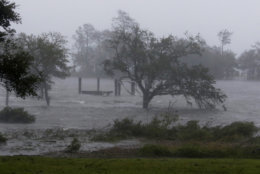 High winds and storm surge from Hurricane Florence hits Swansboro N.C., Friday, Sept. 14, 2018. (AP Photo/Tom Copeland)