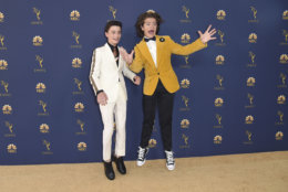 Noah Schnapp, left, and Gaten Matarazzo arrive at the 70th Primetime Emmy Awards on Monday, Sept. 17, 2018, at the Microsoft Theater in Los Angeles. (Photo by Richard Shotwell/Invision/AP)