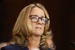 Christine Blasey Ford arrives to testify before the Senate Judiciary Committee on Capitol Hill in Washington, Thursday, Sept. 27, 2018. (Michael Reynolds/Pool Photo via AP)