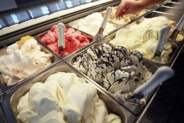 In this Wednesday, Aug. 28, 2013 photo, freshly made gelato is on display at Morano Gelato in Hanover, N.H. (AP Photo/Toby Talbot)