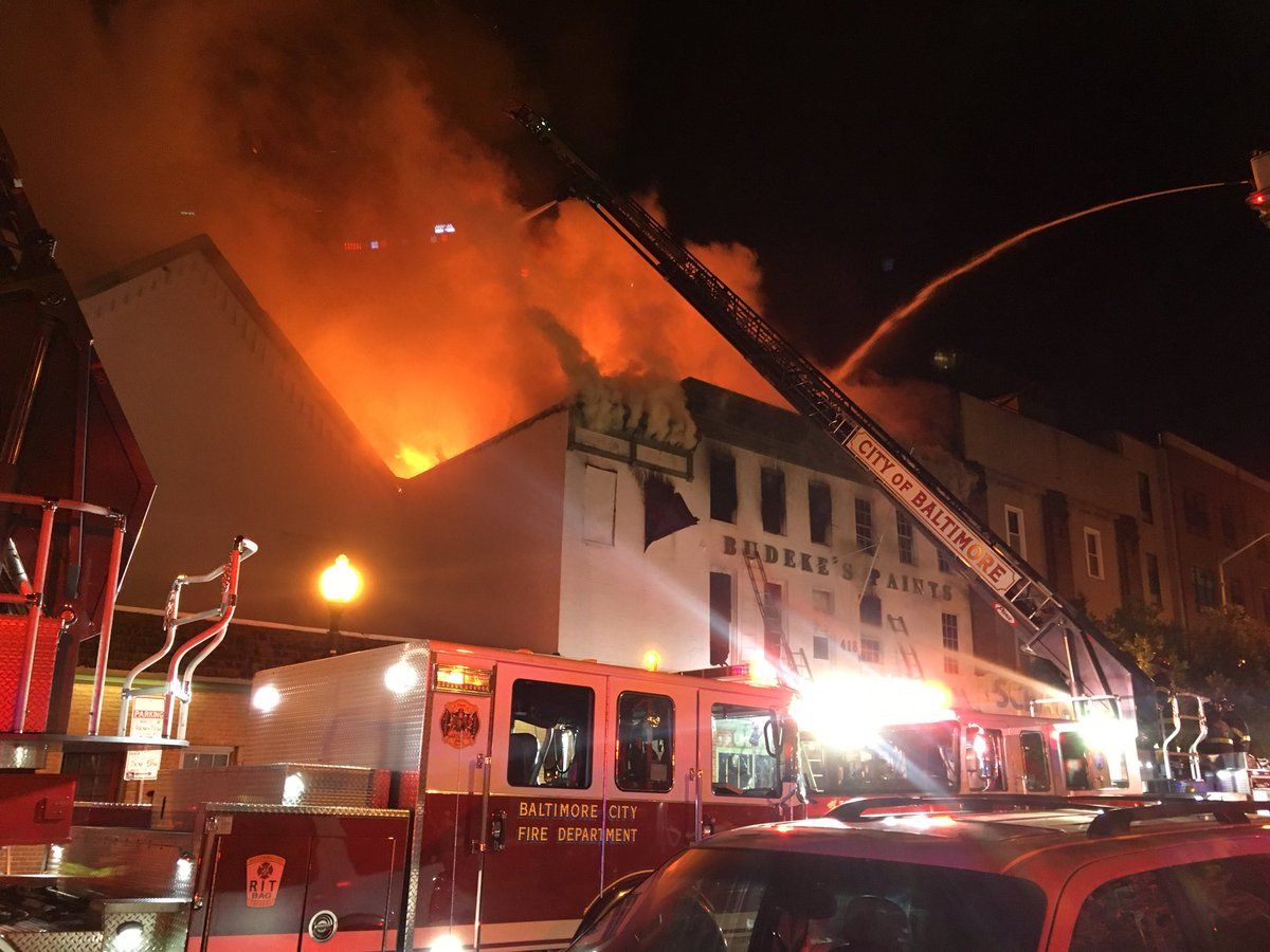 Fire crews responded to a three-alarm fire at around 3 a.m. The incident escalated to a four-alarm fire. (Courtesy Baltimore Fire) 