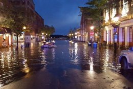 As of 8 p.m. Sunday, there is still standing water on low-lying streets according to Alexandria Police. (Courtesy Alexandria Police) 