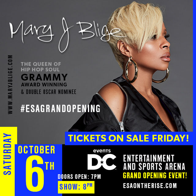 On Oct. 6, Mary J. Blige, the Grammy Award winner and 2018 double Oscar nominee will perform, along with singer/songwriter Jacob Banks. (Courtesy of Events DC)