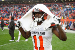 CLEVELAND, OH - SEPTEMBER 09:  Antonio Callaway #11 of the Cleveland Browns walks off the field after a 21-21 tie against the Pittsburgh Steelers at FirstEnergy Stadium on September 9, 2018 in Cleveland, Ohio. (Photo by Joe Robbins/Getty Images)