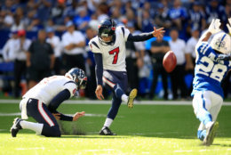 INDIANAPOLIS, IN - SEPTEMBER 30: Ka'imi Fairbairn #7 of the Houston Texans kicks a field goal during the game against the Indianapolis Colts at Lucas Oil Stadium on September 30, 2018 in Indianapolis, Indiana.  (Photo by Andy Lyons/Getty Images)