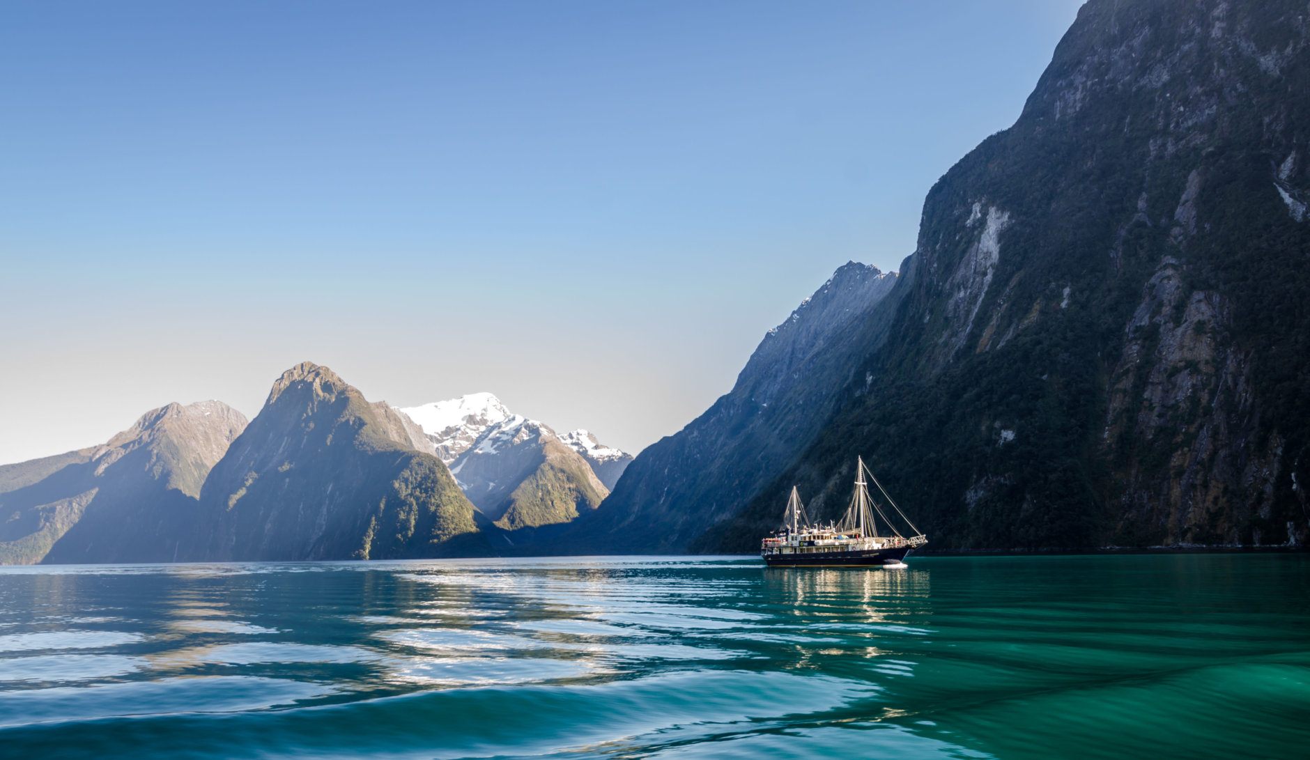World famlous Fiord of Milford Sound in South Island of New Zealand. This Fiord is located in Fiordland National park.