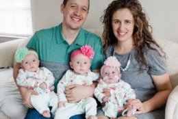 The Rueger family in May 2018. Paul and Abigail with Rose in dark pink, Julia in light pink and Elise in green. (Courtesy Rueger family)