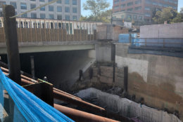 The tunnel from the future Purple Line station in Bethesda, where trains will pass under Wisconsin Avenue. (WTOP/Max Smith)