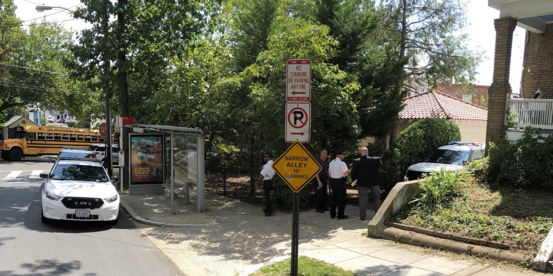 First responders were at the scene Wednesday of an apparent accident that killed a person in D.C.'s Glover Park neighborhood. (WTOP/Kristi King)