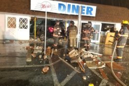 Captain Chris Becker with La Plata police said a teen employee of the restaurant, the man driving the SUV, and a father and son sitting in a booth were all injured and hospitalized. (Courtesy Charles County Fire and EMS)