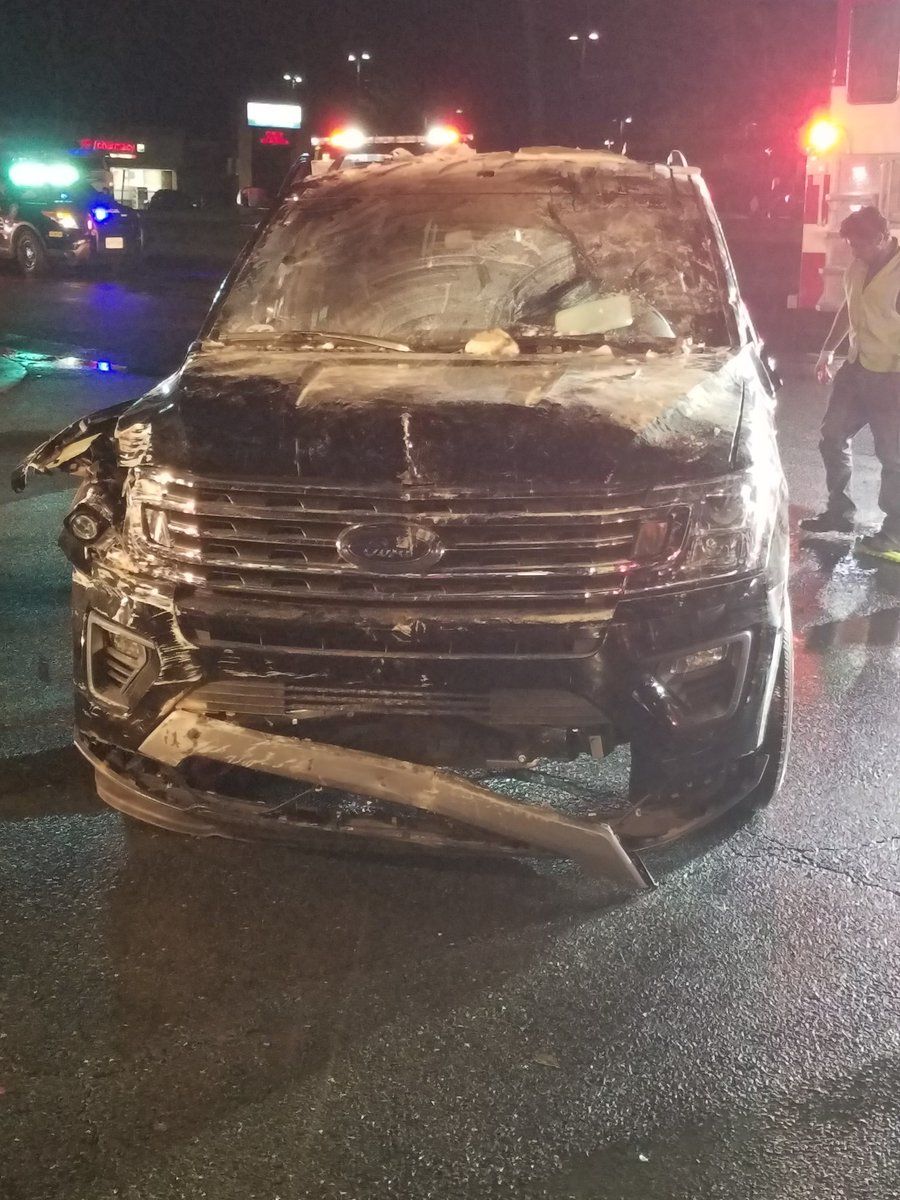 The 87-year-old father and his 50-year-old son were hit by the vehicle and from debris that fell from the building. (Courtesy Charles County Fire and EMS)