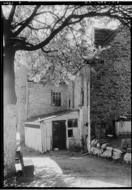 The white wood attached structure shown in this Library of Congress photo is no longer part of Old Stone House. (Courtesy Library of Congress)