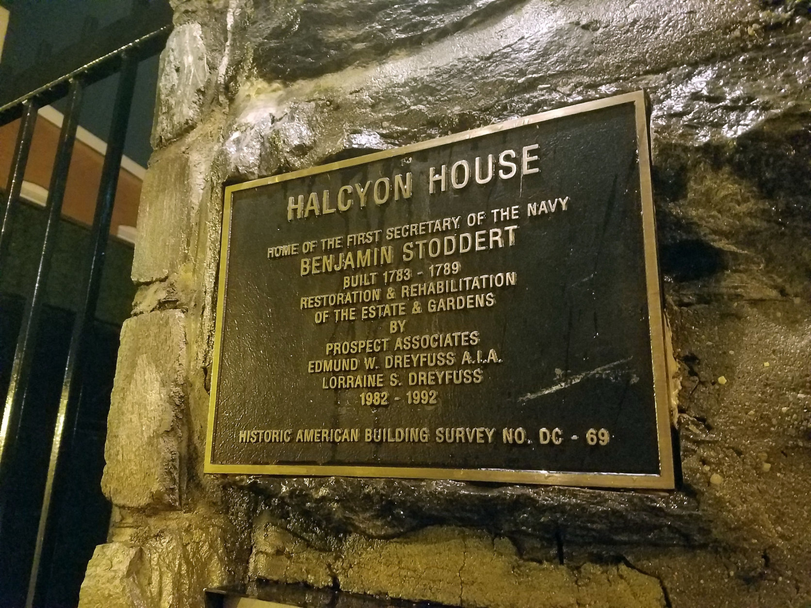 The plaque for Halcyon House. (WTOP/Will Vitka)