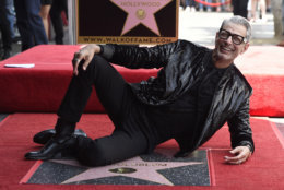 Actor Jeff Goldblum, best known for his roles in "The Fly," "Independence Day" and "Jurassic Park, poses atop his star on the Hollywood Walk of Fame following a ceremony in his honor on Thursday, June 14, 2018, in Los Angeles. (Photo by Chris Pizzello/Invision/AP)