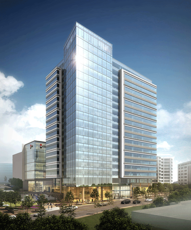 A rendering of the new KPMG Tysons headquarters in Boro Tower is seen on 8301 Greensboro Drive. (Courtesy The Meridian Group) 