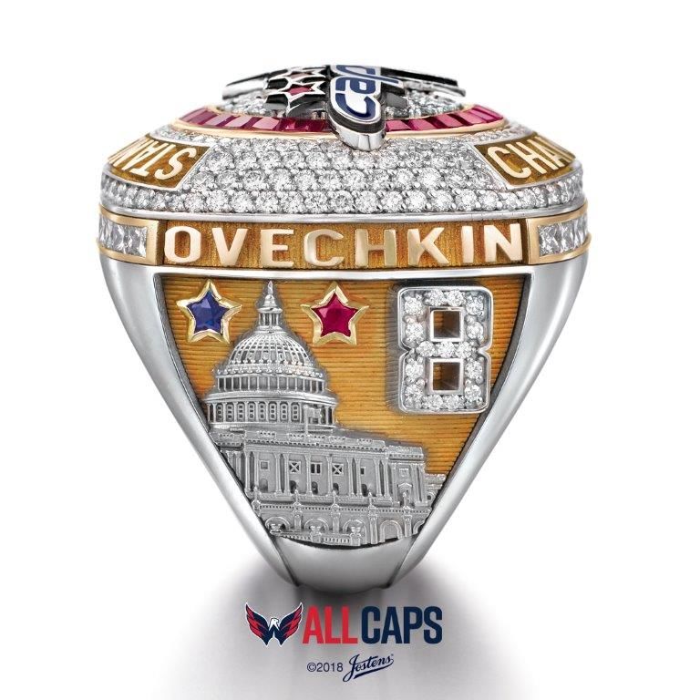 The left side of the ring features the player’s name set above the Capitol building. (Courtesy Washington Capitals / Jostens)