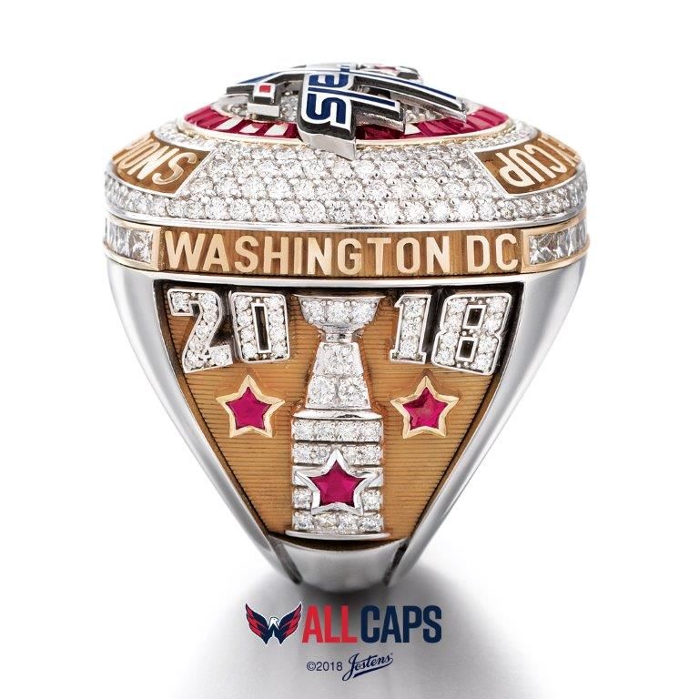 The right side of the ring features the year date 2018. Below that is the Stanley Cup created in white gold. (Courtesy Washington Capitals / Jostens)