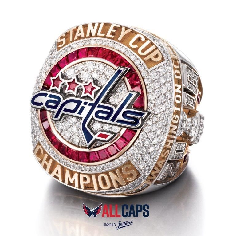 The ring top features the Capitals logo created from red and blue enamel. (Courtesy Washington Capitals / Jostens)