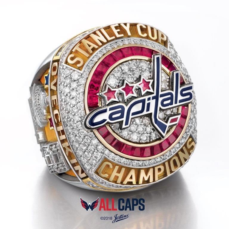 The ring top features the Capitals logo created from red and blue enamel. (Courtesy Washington Capitals / Jostens)