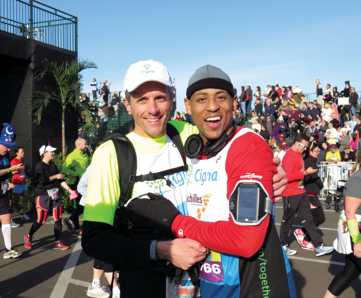 Cedric King, at right, and David Cordani at the Walt Disney World® Marathon Weekend Presented by Cigna (Courtesy of Disney)