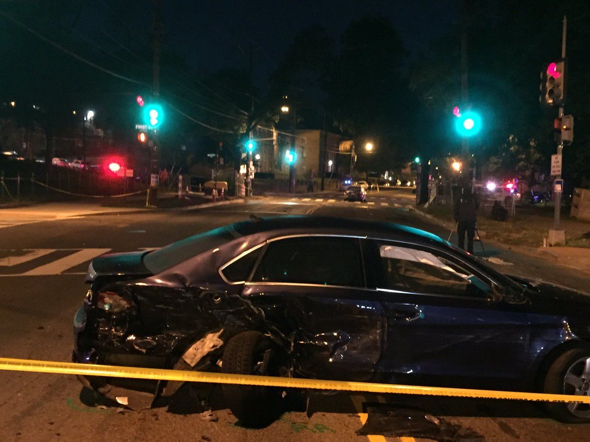 An early morning crash in Southwest D.C. has left one person dead and four other injured. (WTOP/John Domen) 