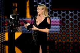 LOS ANGELES, CA - OCTOBER 09:  Carrie Underwood accepts Favorite Female Artist - Country onstage during the 2018 American Music Awards at Microsoft Theater on October 9, 2018 in Los Angeles, California.  (Photo by Kevin Winter/Getty Images For dcp)