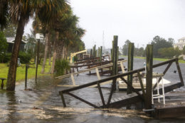 SHELL POINT BEACH, FL - OCTOBER 10: The storm surge from Hurricane Michael pushes into the homes four hours prior to high tide on October 10, 2018 in the Florida Panhandle community of Shell Point Beach, Florida. The hurricane is forecast to hit the Florida Panhandle at a possible category 4 storm.  (Photo by Mark Wallheiser/Getty Images) (Photo by Mark Wallheiser/Getty Images)