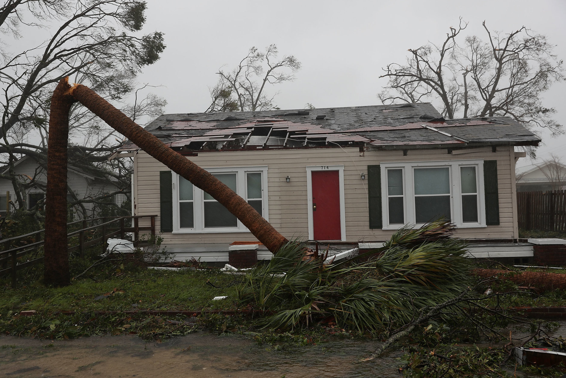 PANAMA CITY, FL - OCTOBER 10:  A damaged home is seen after hurricane Michael passed through the area on October 10, 2018 in Panama City, Florida. The hurricane hit the Florida Panhandle as a category 4 storm.  (Photo by Joe Raedle/Getty Images)