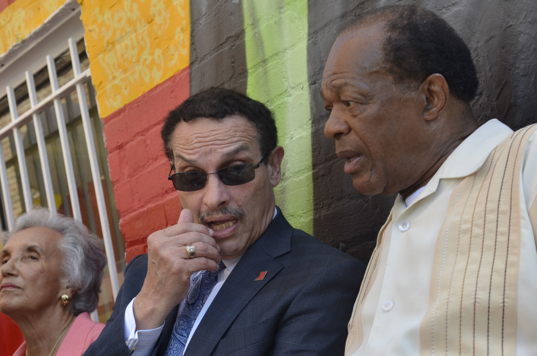 WASHINGTON, DC - AUGUST 22: Vincent Gray and Marion Barry speak during the 55th Anniversary of Ben's Chili Bowl on August 22, 2013 in Washington, DC. (Photo by Kris Connor/Getty Images)