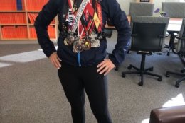 BethAnn Telford has 15 medals from previous Marine Corps Marathons. (WTOP/Melissa Howell)
