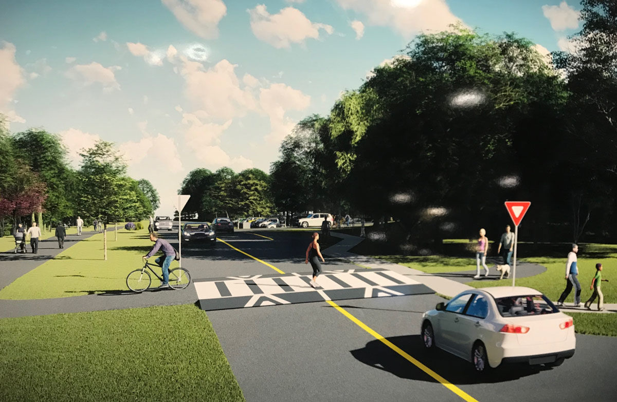 Here's a simulated view of the reduced lanes and speed table. (WTOP/Dick Uliano)