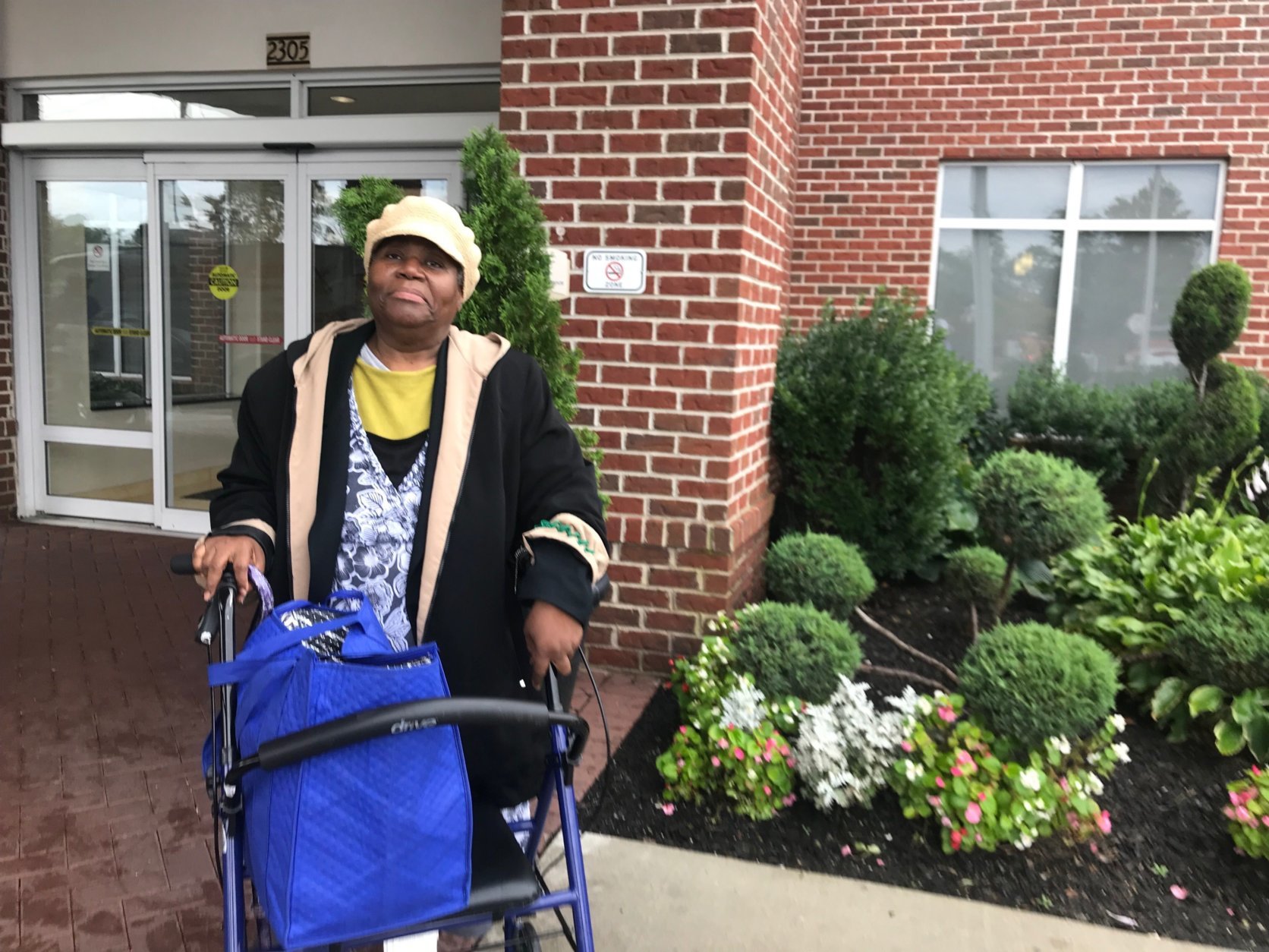 Carolyn Rogers is temporarily residing at a hotel on New York Ave NE in the aftermath of the fire that drove her and over 100 seniors from the Arthur Capper Senior Apartments last month. (WTOP/Dick Uliano)