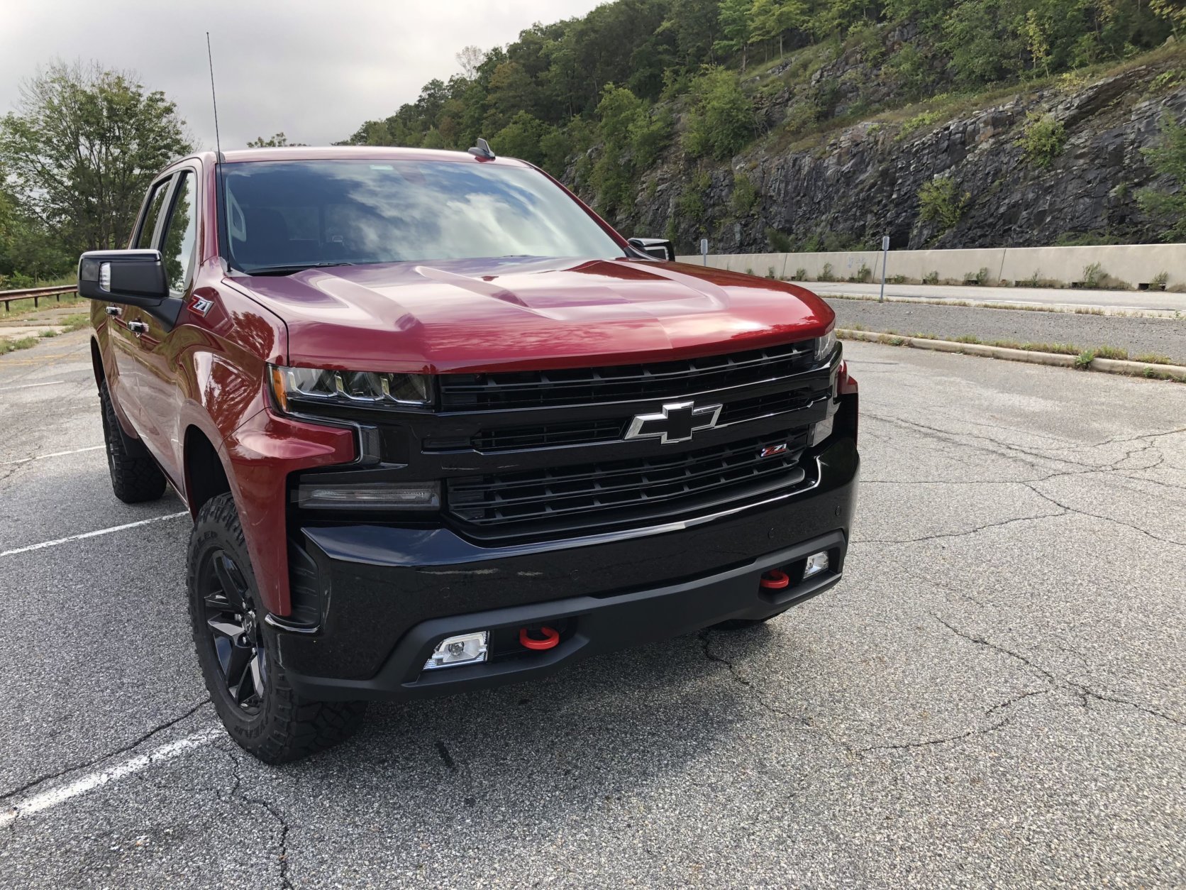 The blacked-out grill on the Trail Boss version WTOP's Mike Parris drove got more favorable comments than models with chromed grills. The front end is very modern-looking, with smaller and slender headlight assemblies. (WTOP/Mike Parris) 