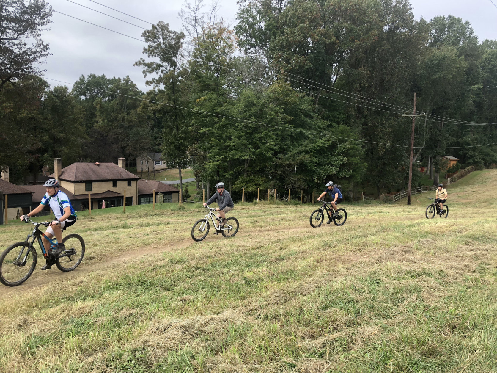 Riders try out the new bike trail in Montgomery County on Friday. (WTOP/Mike Murillo)