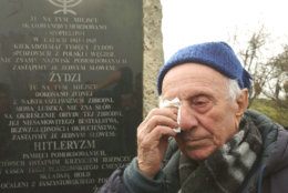 Ludwik Kuczer, 87, one of the Jews saved by German industrialist Oskar Schindler, wipes a tear during a ceremony at a monument in the former Nazi camp in Plaszow, district of  Krakow, southern Poland, Sunday, March 16, 2008, to mark the 65th anniversary of the liquidation of the Krakow Ghetto. In just two days in March 1943, German soldiers emptied the ghetto of its estimated 16,000 Jewish residents, shipping them to forced labor and death camps. (AP Photo/Alik Keplicz)