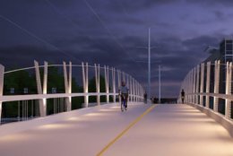 Renderings show the new bike and pedestrian bridge over Lee Highway in East Falls Church. (Courtesy VDOT)
