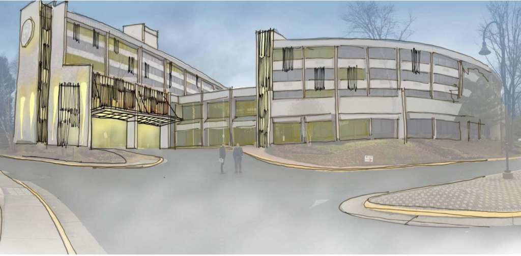 A drawing of the proposed renovations to the Sheraton hotel in Reston Town Center. (Courtesy handout/Reston Association)