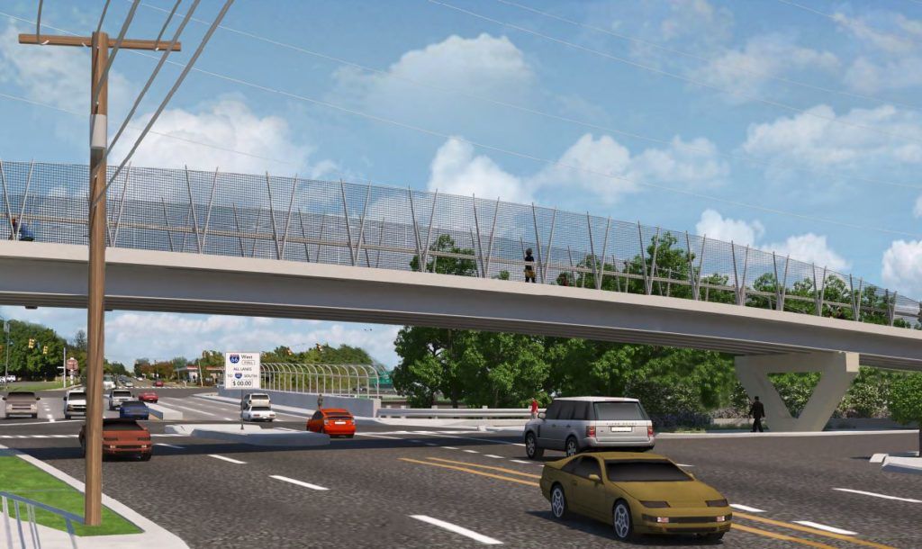Renderings show the new bike and pedestrian bridge over Lee Highway in East Falls Church. (Courtesy VDOT)