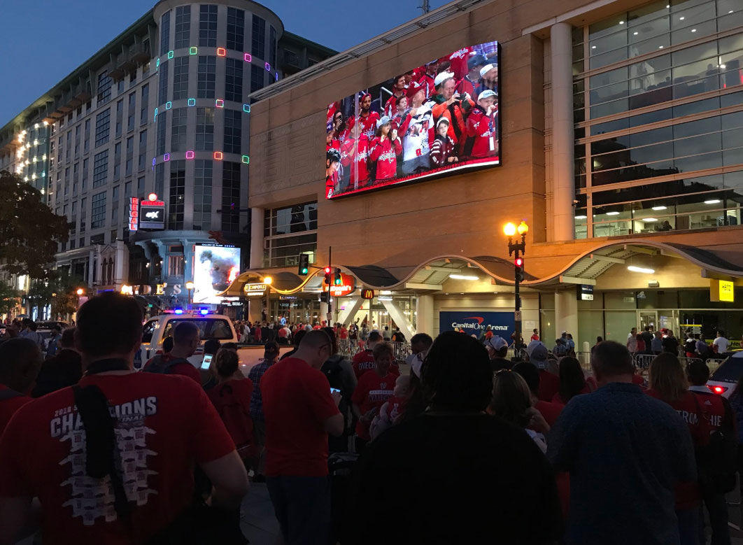 The watch party outside of the Capital One Arena. (WTOP/Michelle Basch)