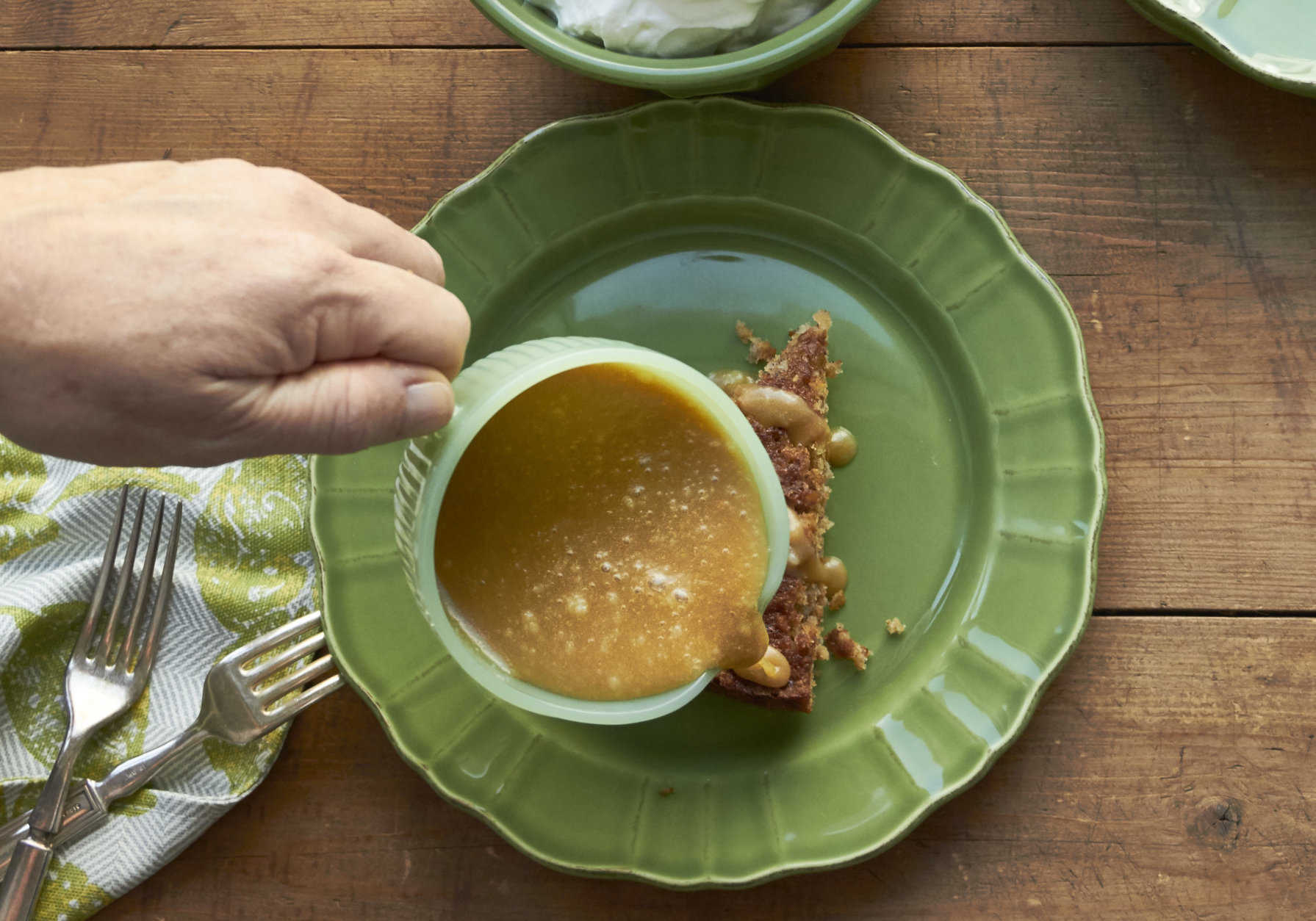 This October 2016 photo shows salted caramel sauce in New York. This dish is from a recipe by Katie Workman (Katie Workman via AP)