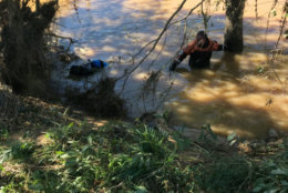 Virginia State police search for a woman who was swept away by flood waters from Tropical Storm Michael. (Courtesy Virginia State police)