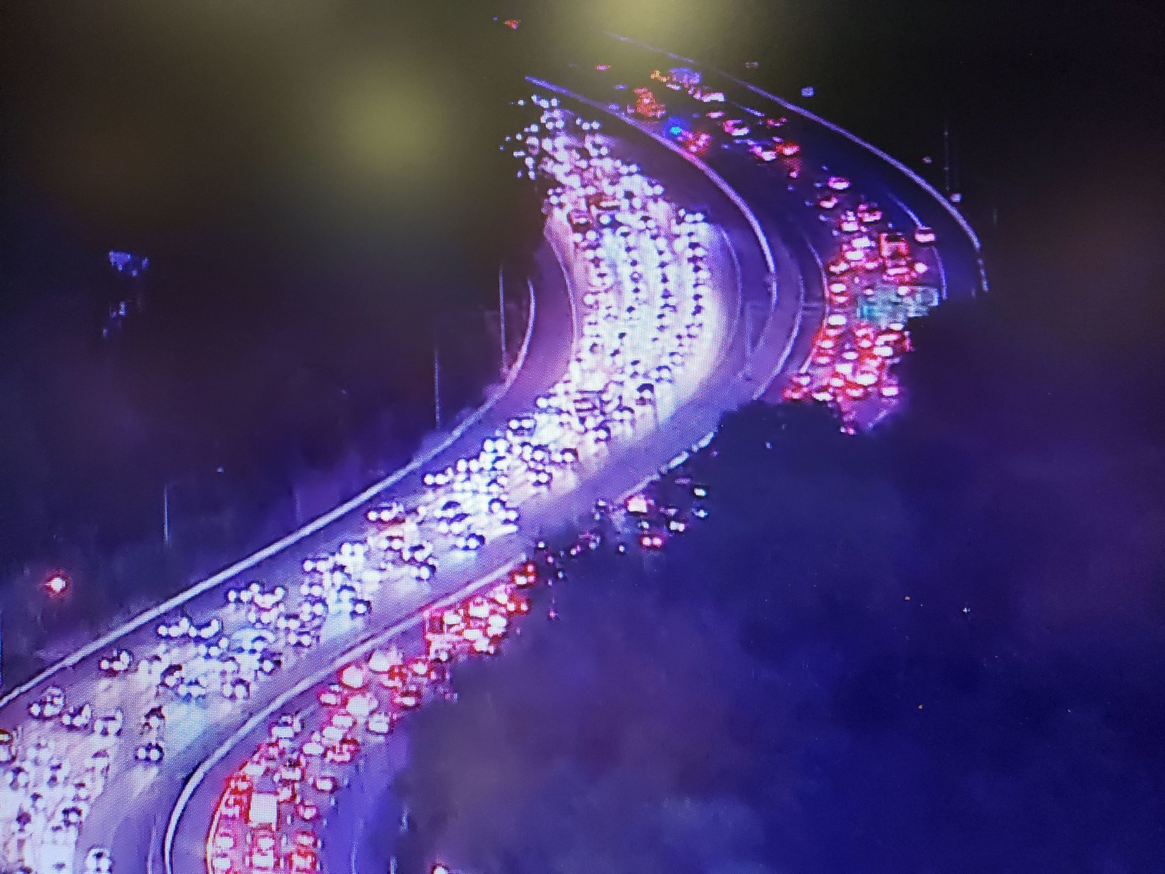 Multiple accidents and spinouts have occurred on the Outer Loop of the Capital Beltway near Connecticut Avenue. Expect major delays and stay left. (WTOP/NBC Chopper) 