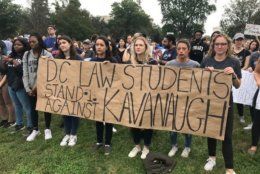 Law students from the Washington area are among those protesting and urging Senators  to vote against Supreme Court nominee Brett Kavanaugh. (WTOP/Mitchell Miller)