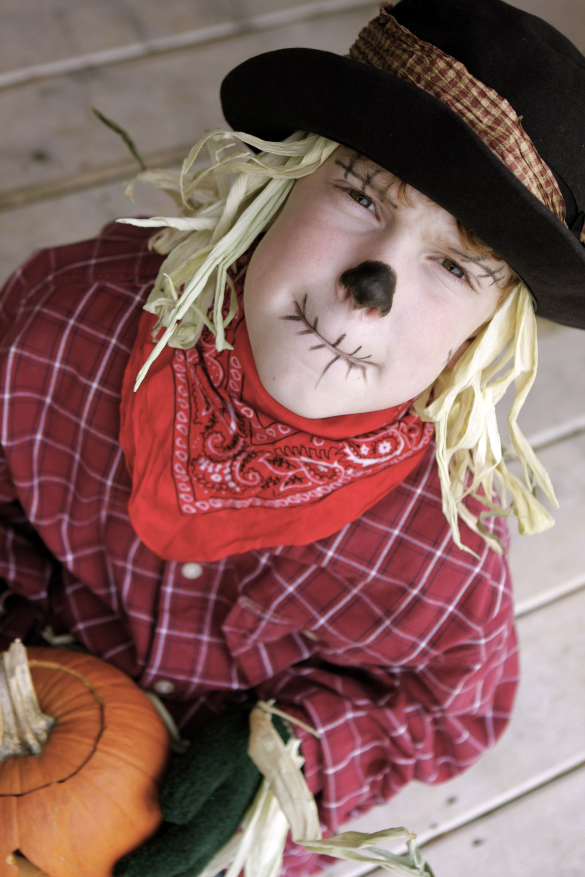Little boy dresses up as a scarecrow for Halloween. Please view similar images in my portfolio.