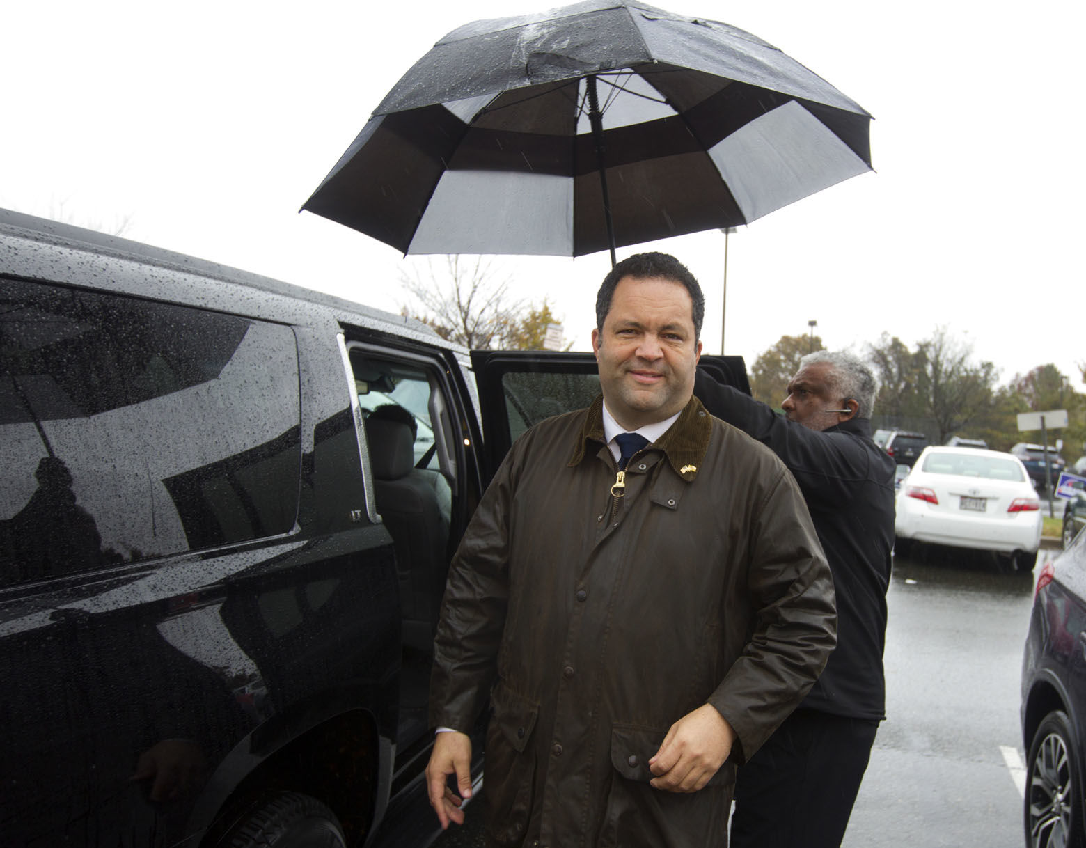 Maryland Democratic gubernatorial candidate Ben Jealous get in his car as he leaves after he stops by at John F. Kennedy High School polling place during the U.S. midterm election, Tuesday, Nov. 6, 2018, in Silver Spring, Md. (AP Photo/Jose Luis Magana)