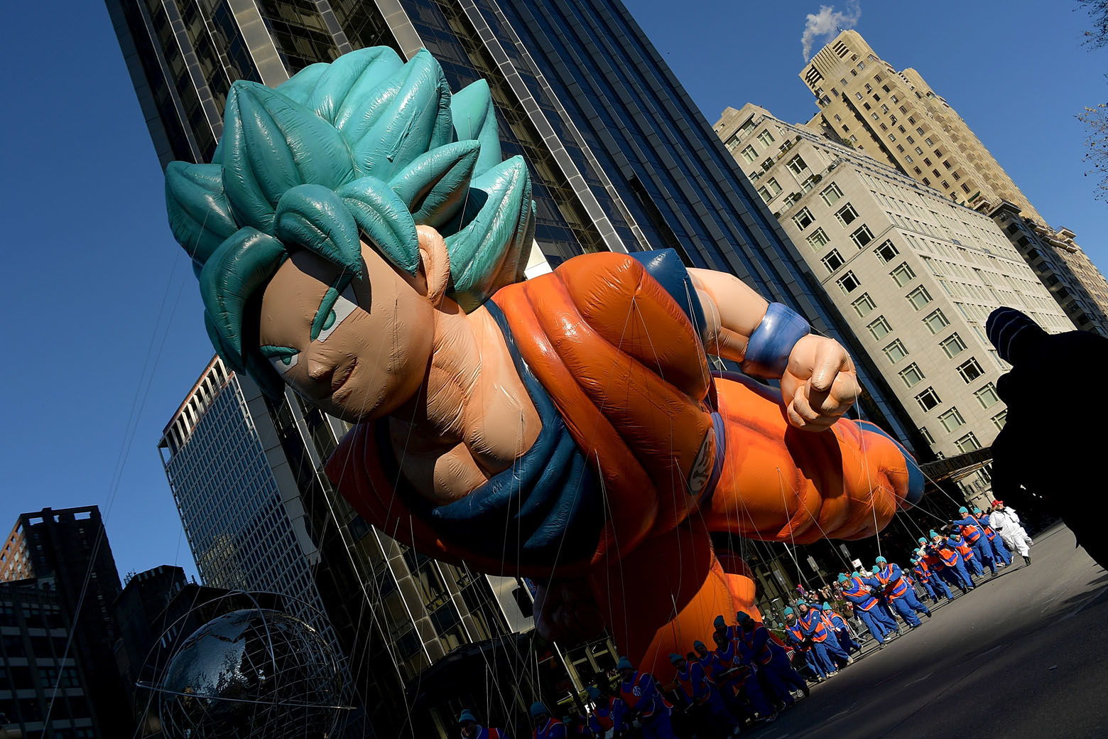 NEW YORK, NY - NOVEMBER 22:  The Goku from "Dragon Ball Super: Broly" balloon floats along the parade route during the 2018 Macy's Thanksgiving Day Parade on November 22, 2018 in New York City.  (Photo by Michael Loccisano/Getty Images)