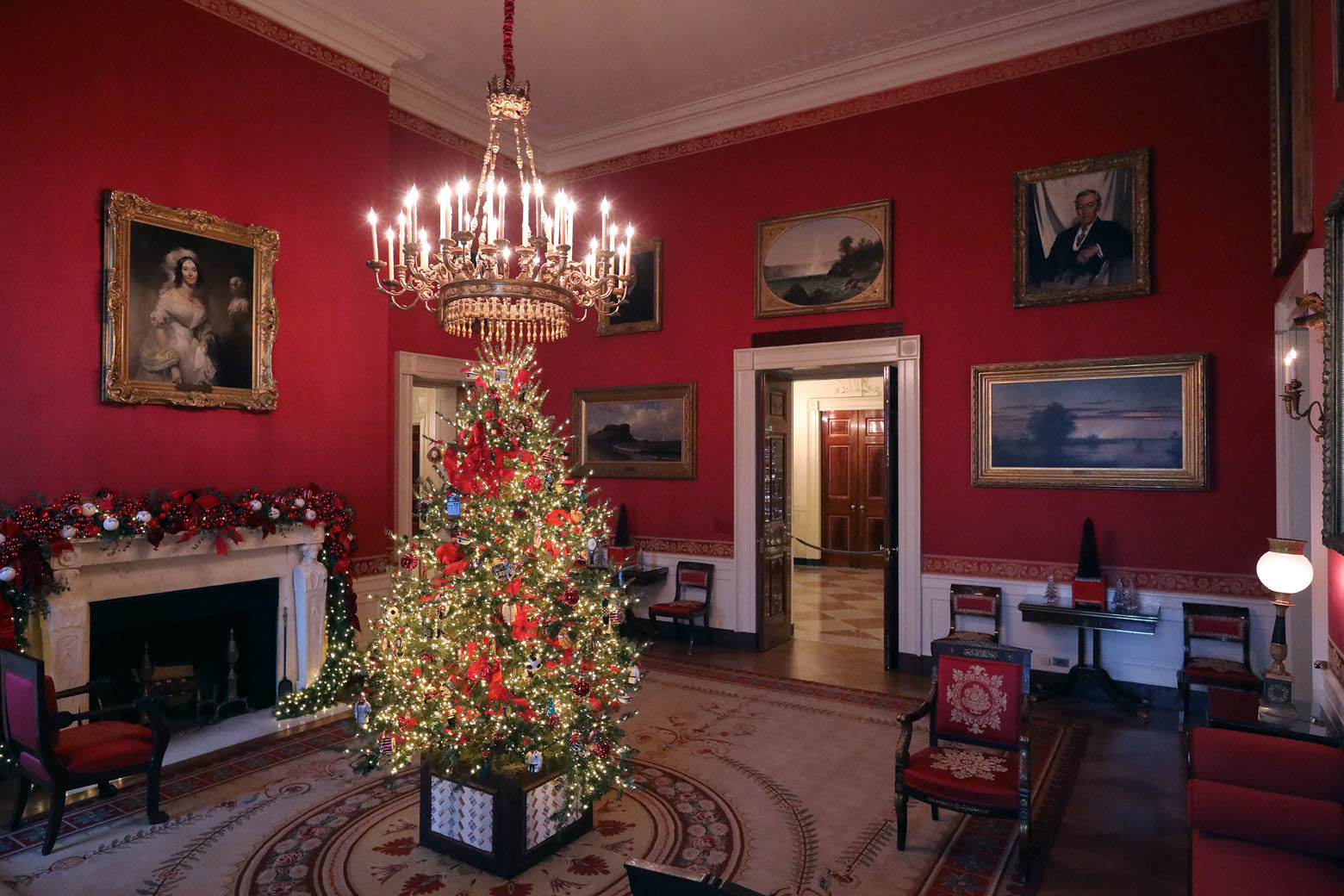 WASHINGTON, DC - NOVEMBER 26: Carrying first lady Melania Trump's 'Be Best' initiative, the Red Room is decorated to 'celebrate children through the dÃ©cor, which displays ways in which children can excel in their own path' at the White House November 26, 2018 in Washington, DC. The 2018 theme of the White House holiday decorations is 'American Treasures,' and features patriotic displays highlighting the country's 'unique heritage.' The White House expects to host 100 open houses and more than 30,000 guests who will tour the topiary trees, architectural models of major U.S. cities, the Gold Star family tree and national monuments in gingerbread. (Photo by Chip Somodevilla/Getty Images)