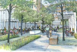 The planned entry plaza in the Virginia Hospital Center expansion. (Courtesy Virginia Hospital Center)