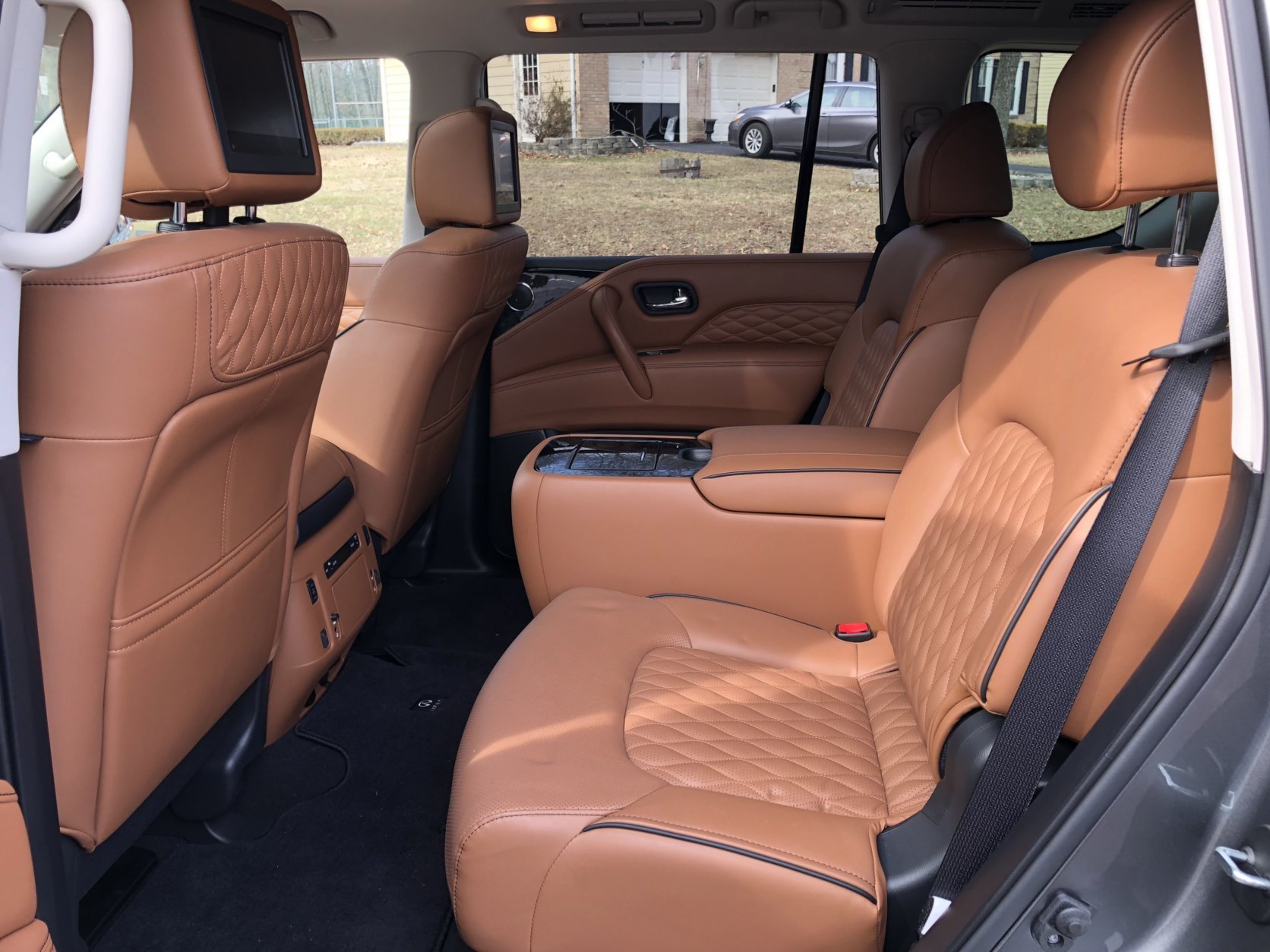 The inside of the Infiniti QX80 offers a plush environment with plenty of space. (WTOP/Mike Parris)