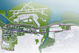 Aerial rendering of National Landing. (Virginia Economic Development Partnership)
